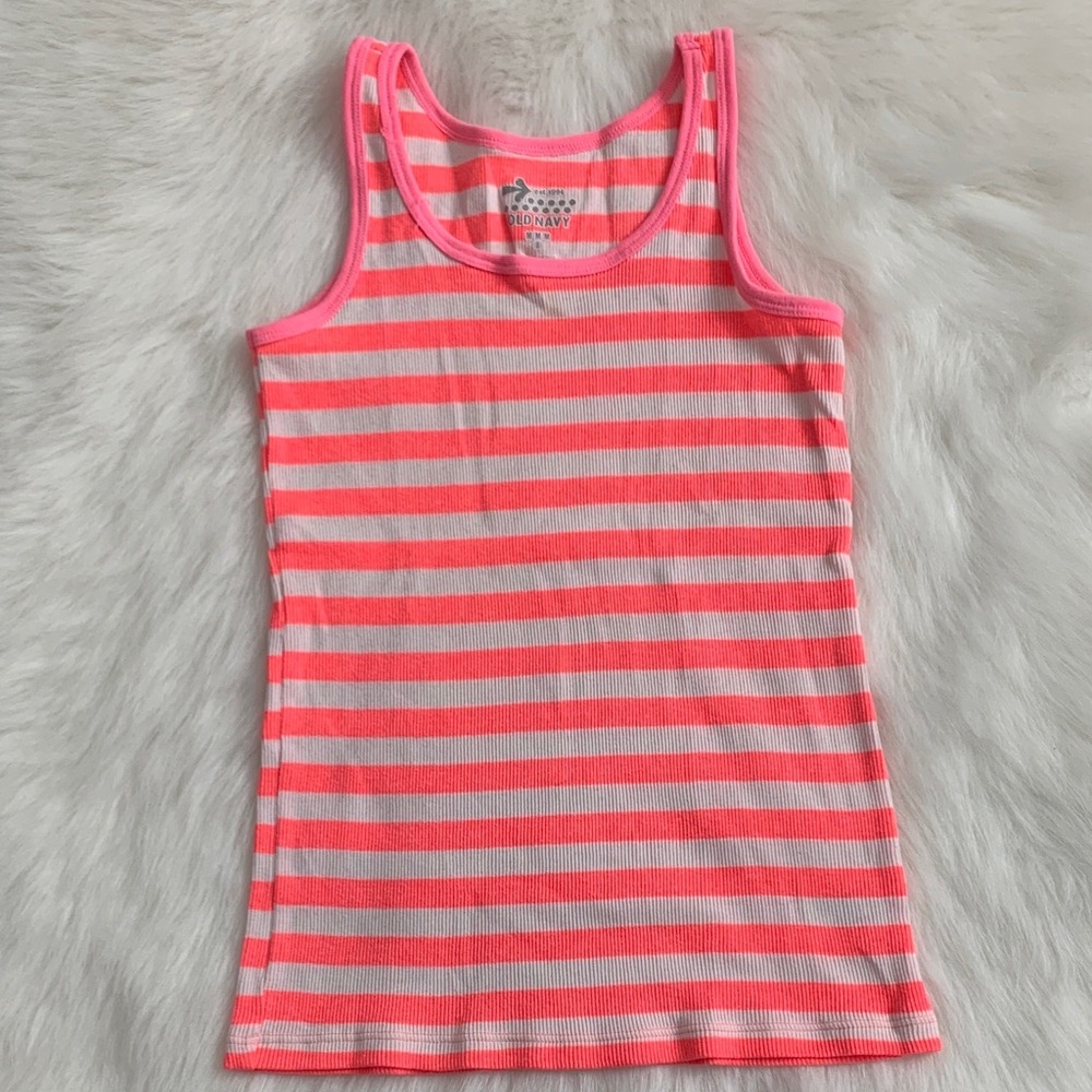 Old Navy Orange  and White Striped Kids Tank Top
